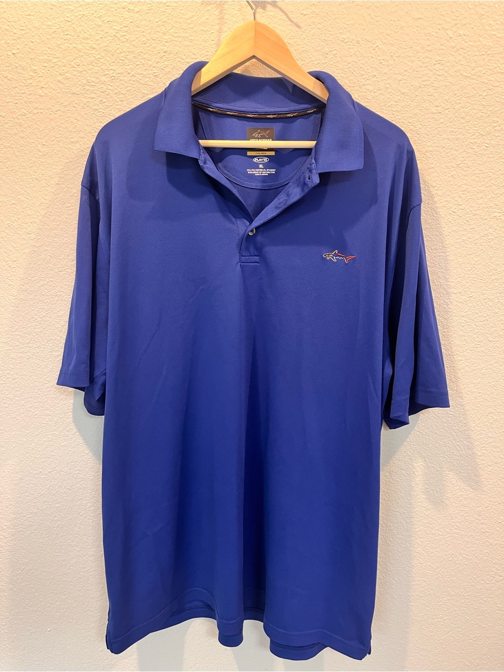 Greg Norman Collection Royal Blue Polo with Embroidered Shark